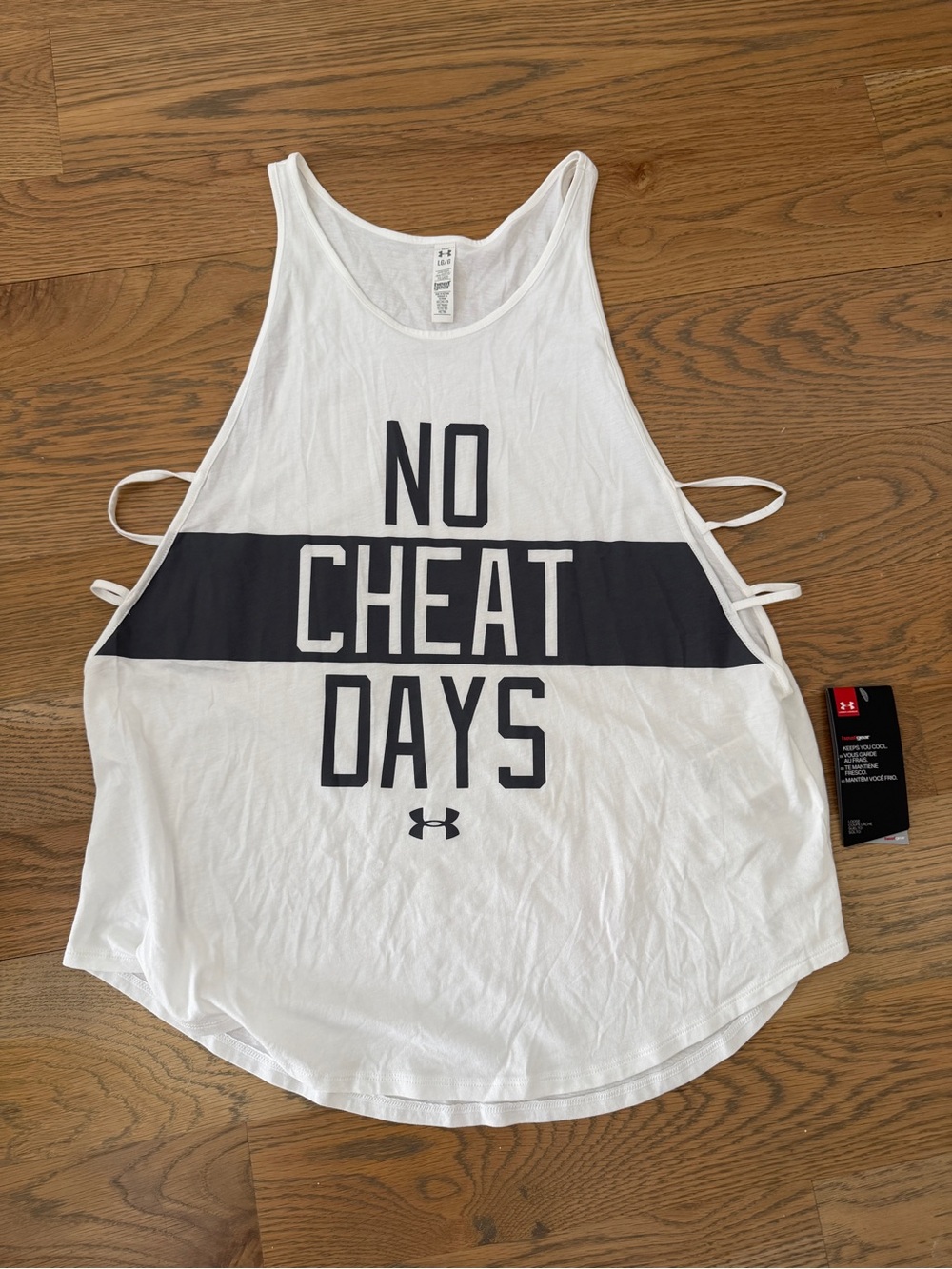 NWT: Under Armour Women’s White “No Cheat Days” Graphic Tank